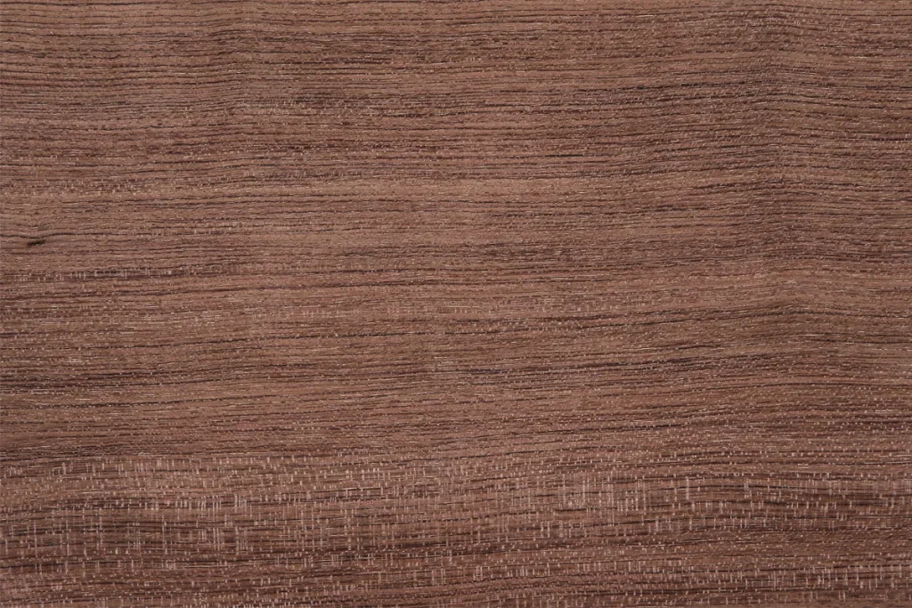 Bubinga veneer sheet quarter cut showing a straight grain and fine texture