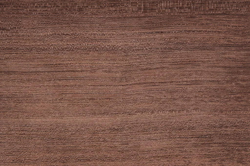 Bubinga veneer sheet quarter cut featuring a uniform and natural texture