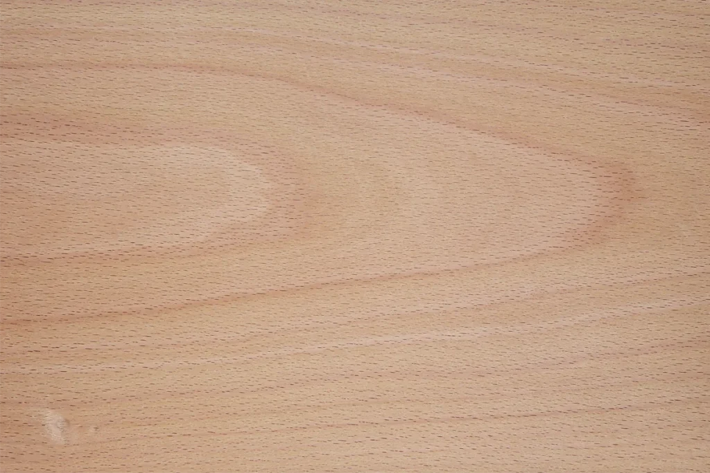 Steamed beech wood veneer flat cut with soft grain and uniform pinkish tone