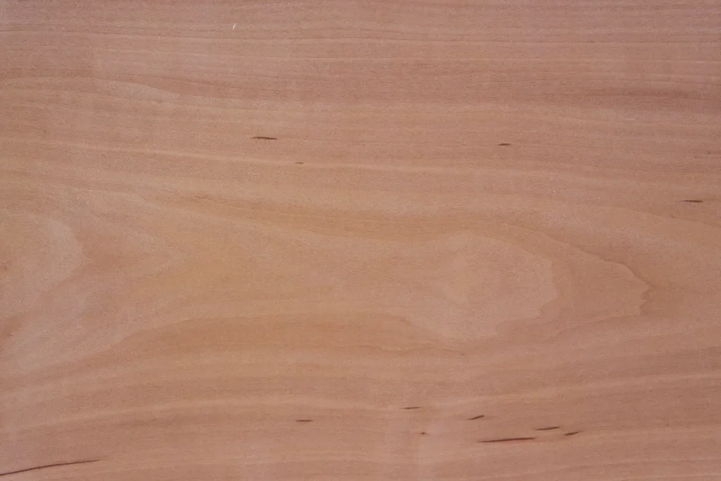 Flat cut pearwood veneer with smooth, uniform appearance and low-contrast grain