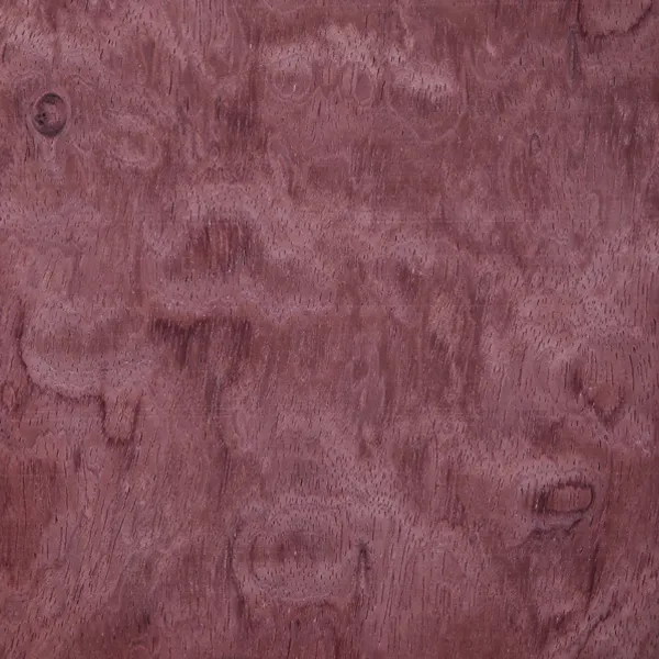 Pommele bubinga veneer sheet showing a characteristic figured grain pattern