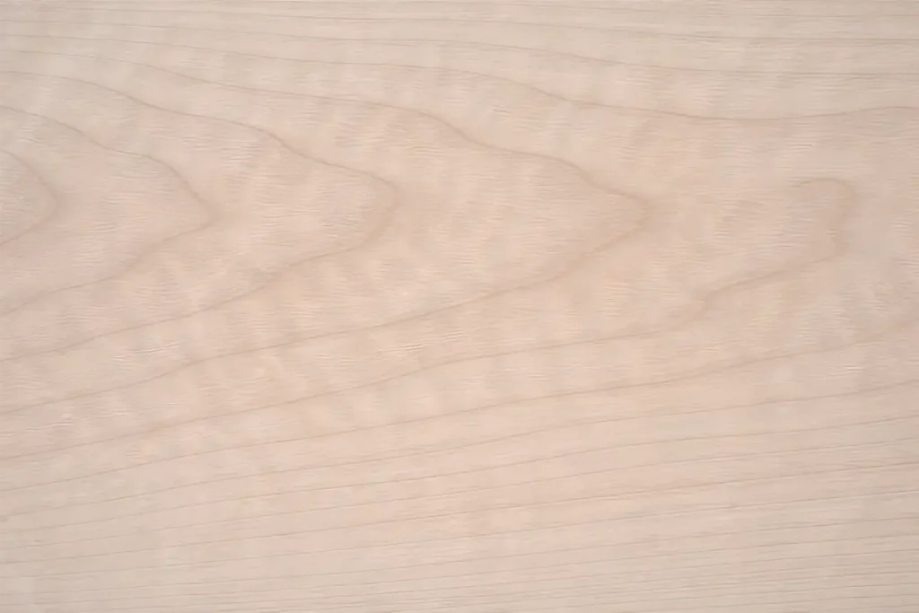 Figured maple veneer flat cut with flamed effect and subtle variations
