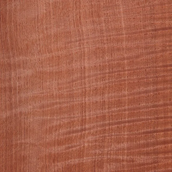 Fiddleback makore veneer sheet showing a distinctive curly figured pattern