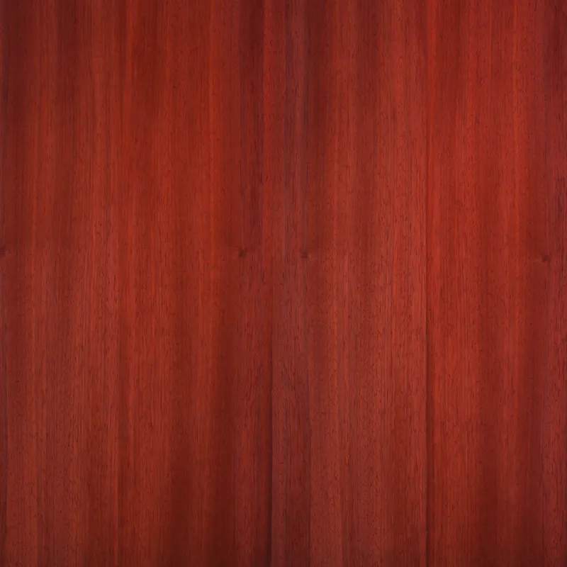Placage de bois de Padauk avec grain linéaire et teinte rouge chaleureuse, surface uniforme